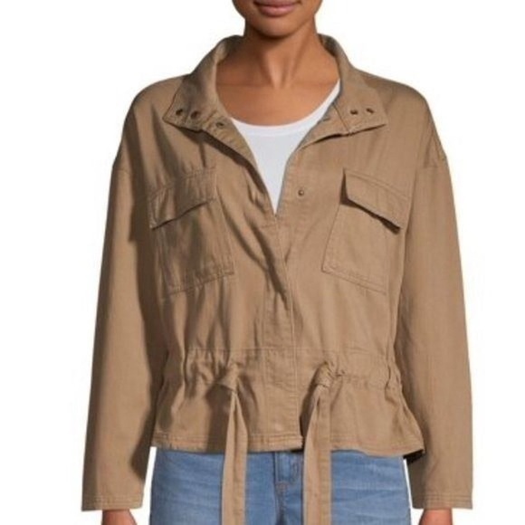 NWT Time and Tru Snap Front Tie Belt Utility Jacket Tan sz Small - Picture 1 of 12